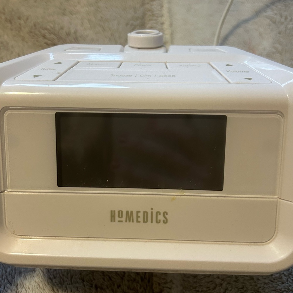 Homedics White Alarm Clock and Radio